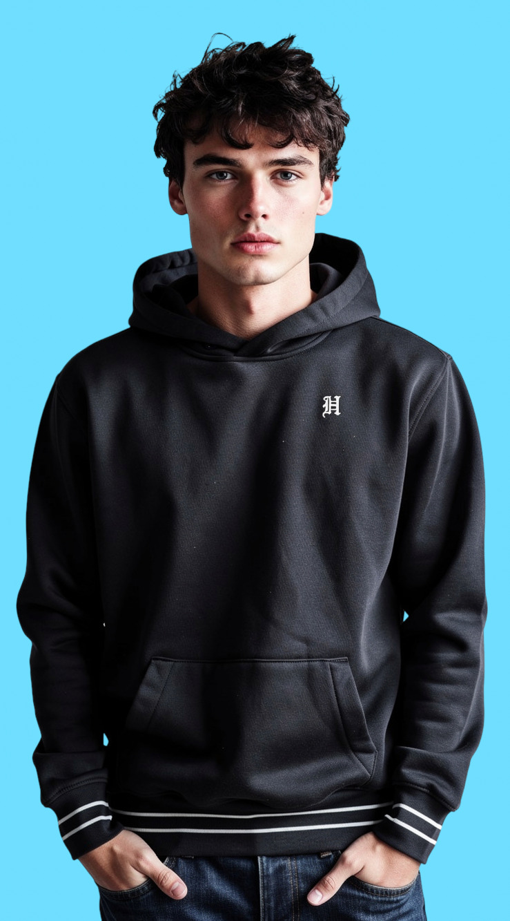 Hollister California Black Hoodie with Los Angeles Script Hood Detail